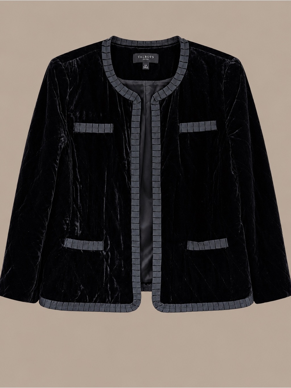 Talbots Women's Black Velvet Trim Jacket XLP
